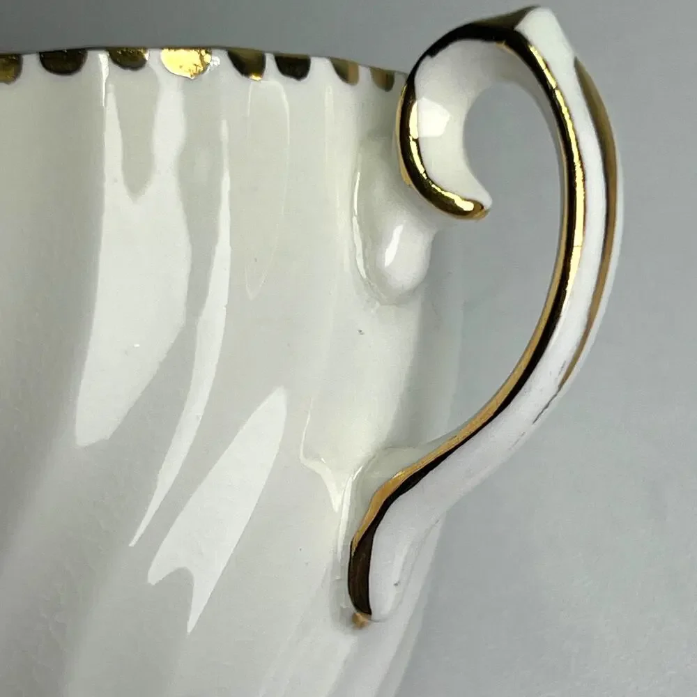 Vintage Gladstone Bone China Espresso Cup & Saucer Old Grecian Flute Gold Trim